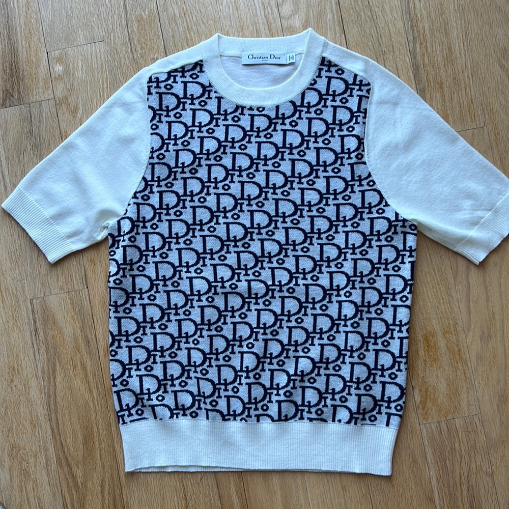 Christian Dior fine wool knit short- sleeve T-shirt